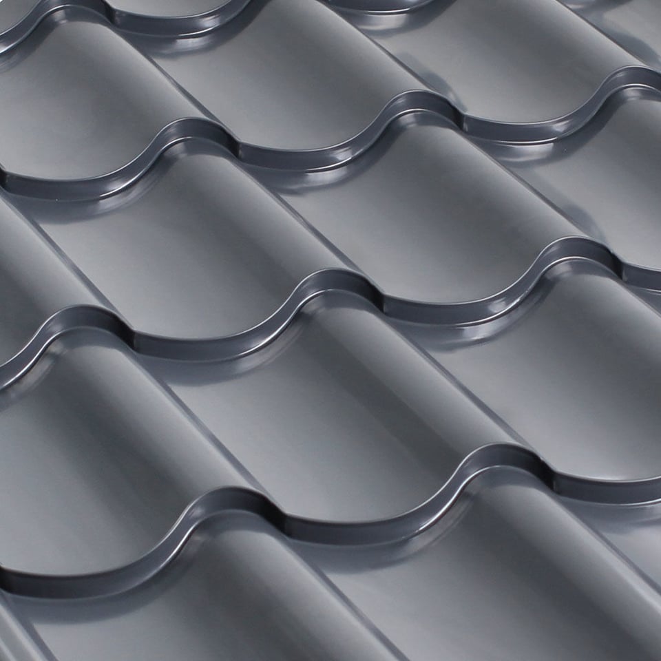 მეტალოკრამიტი ფერადი თუნუქის სახურავი 0.45X1180 პრიალა RAL 7024 NOVA