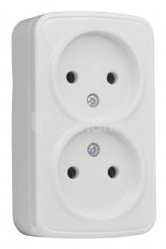 როზეტი გარე მონტაჟი EKF EGR10-102-10 2 განყოფილებიანი თეთრი