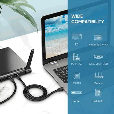 ქსელის კაბელი UGREEN NW121 (80787) Pure Copper Patch Cord Cat8 RJ45 Ethernet Cable 0.5M (Black)