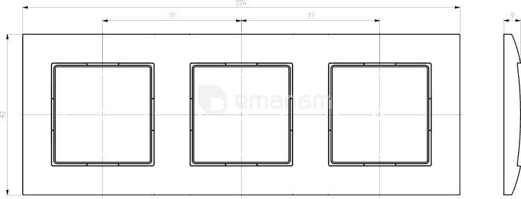 ჩარჩო Ospel Aria R-3U/70 3 განყოფილებიანი ნაცრისფერი მქრქალი
