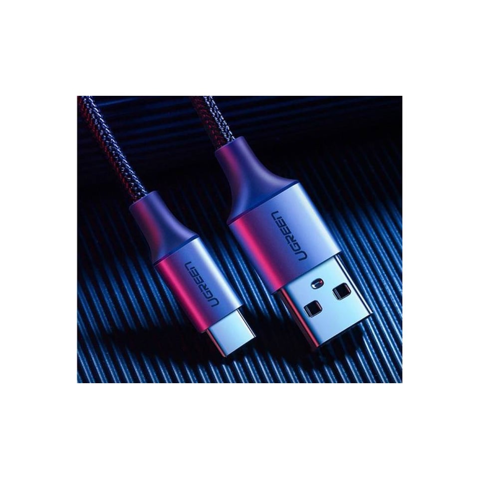 USB კაბელი UGREEN USB to USB-C Cable Nickel Plating Aluminum Braid 1.5m (Black)