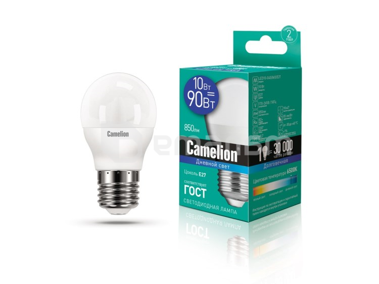 შუქდიოდური ნათურა Camelion 10W G45 Е27 6500K