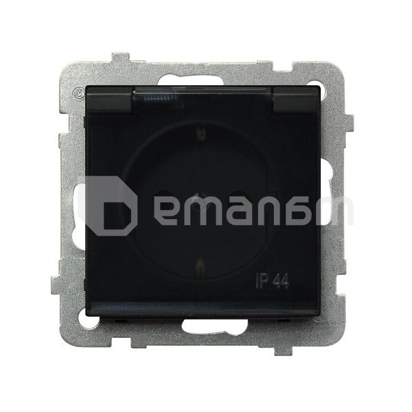 როზეტი დამიწებით და თავსახურით ჩარჩოს გარეშე Ospel Sonata GPH-1RS/m/33/d 1 განყოფილებიანი IP44 შავი