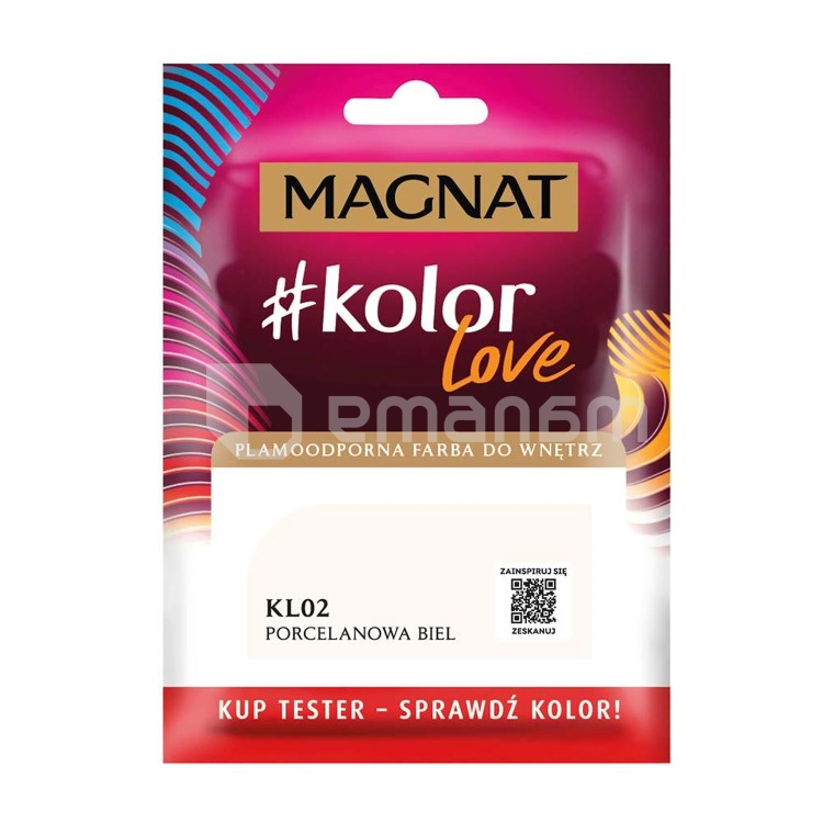 საღებავი-ტესტი ინტერიერის Magnat Kolor Love 25 მლ KL02 ფაიფური თეთრი
