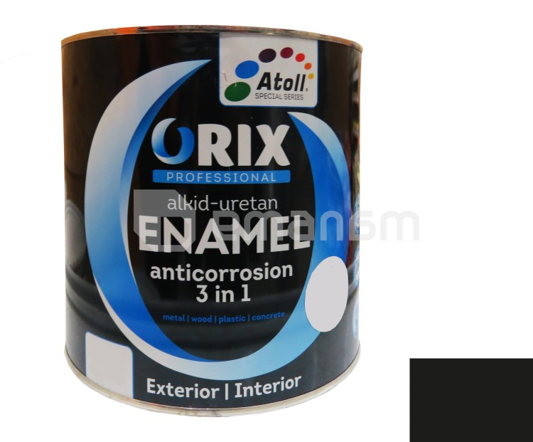 ემალი ანტიკოროზიული Atoll Orix Color 3 in 1, 0.7 ლ შავი RAL 9011