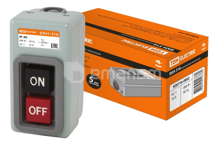 ჩამრთველი დაბლოკვის ღილაკით TDM ВКН-316 3Р 16А 230/400В IP40