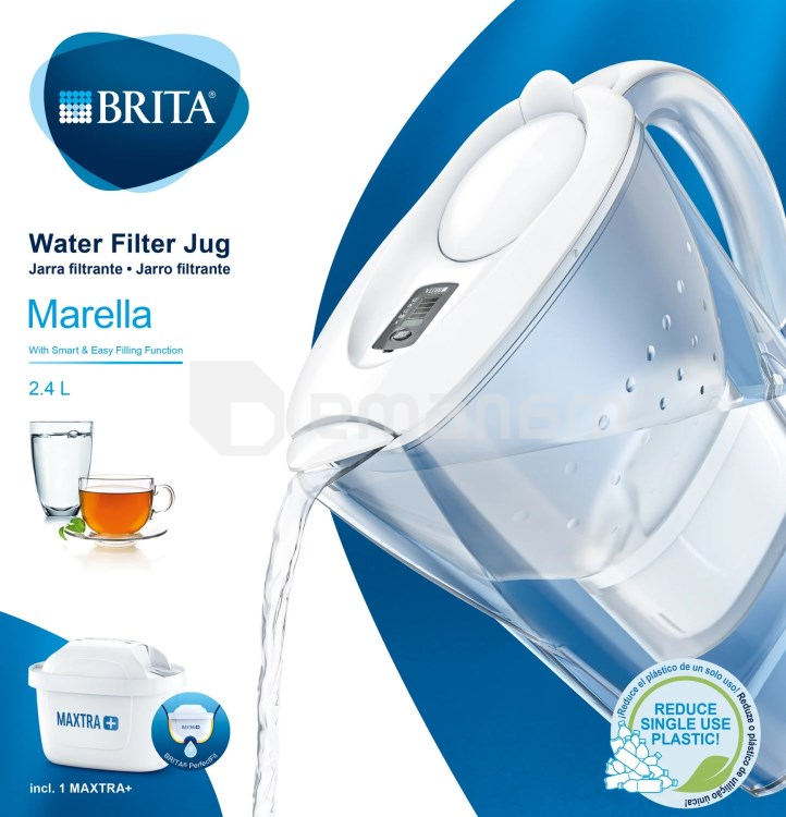 წყლის ფილტრი-დოქი Brita Marella ME4W MXplus CU EMEAO 2,4ლ თეთრი