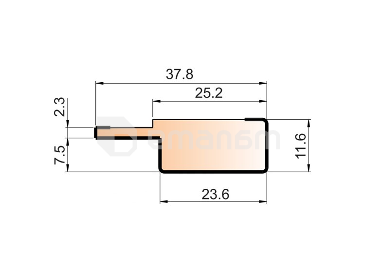 თამასა საფინიშო Super Profil MDF 1238 მუხა Sonoma Gray 2800x38x12 მმ