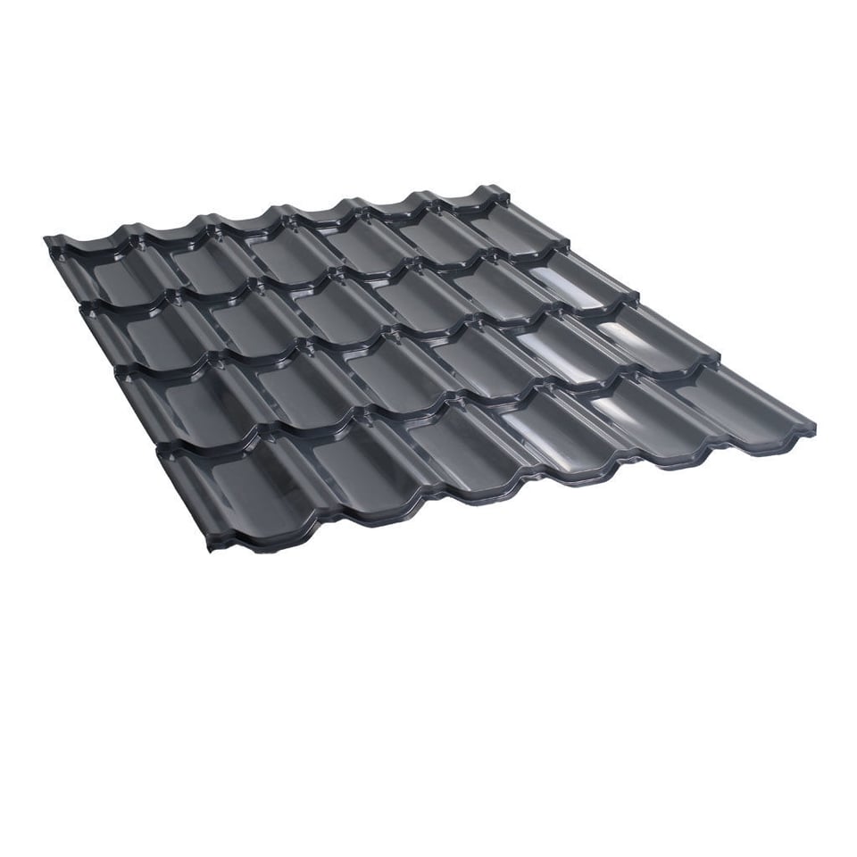 მეტალოკრამიტი ფერადი თუნუქის სახურავი 0.4X1200 პრიალა RAL7024 NOVA