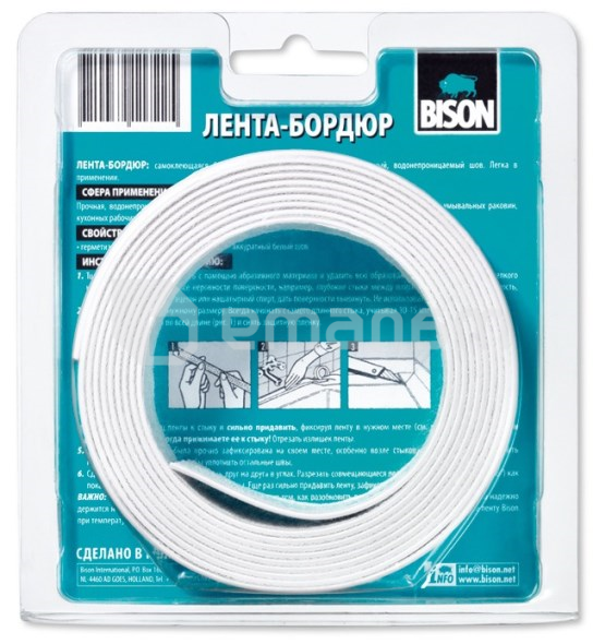 თვითწებვადი ლენტი Bison Sealantstrip Sanitary 62მმx3.35მ თეთრი