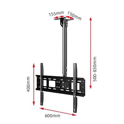 ტელევიზორის საკიდი ჭერზე Allscreen C514, 40"-70", TV Ceiling Mount, Black