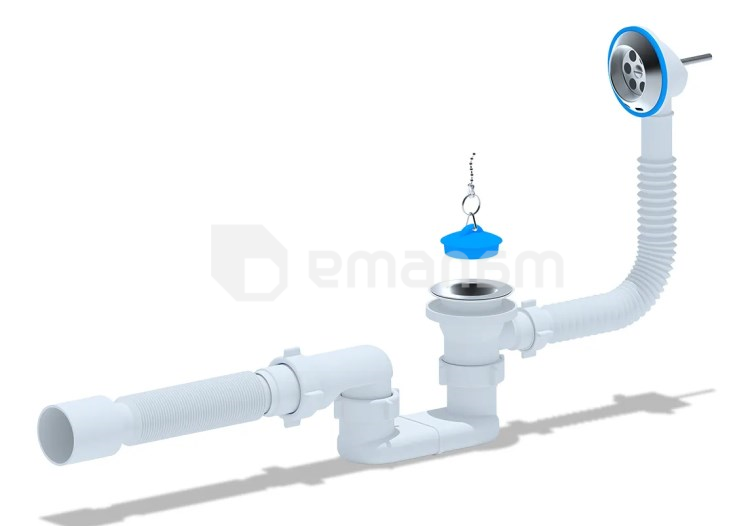 სიფონი აბაზანი გადამრთველი ბრტყელი  მილით ANI PLAST 40х50 C6055EU