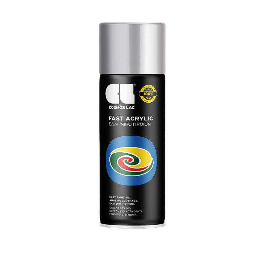 ლაკ-სპრეი საღებავი Cosmos Lac FAST ACRYLIC ღია ვერცხლისფერი 400 მლ