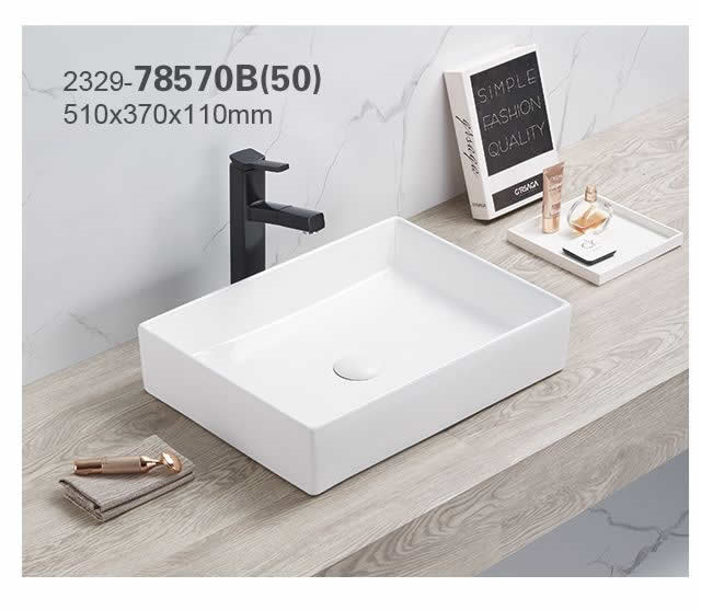 ხელსაბანი დასადგამი Pate Square 78570B(50) Glossy თეთრი