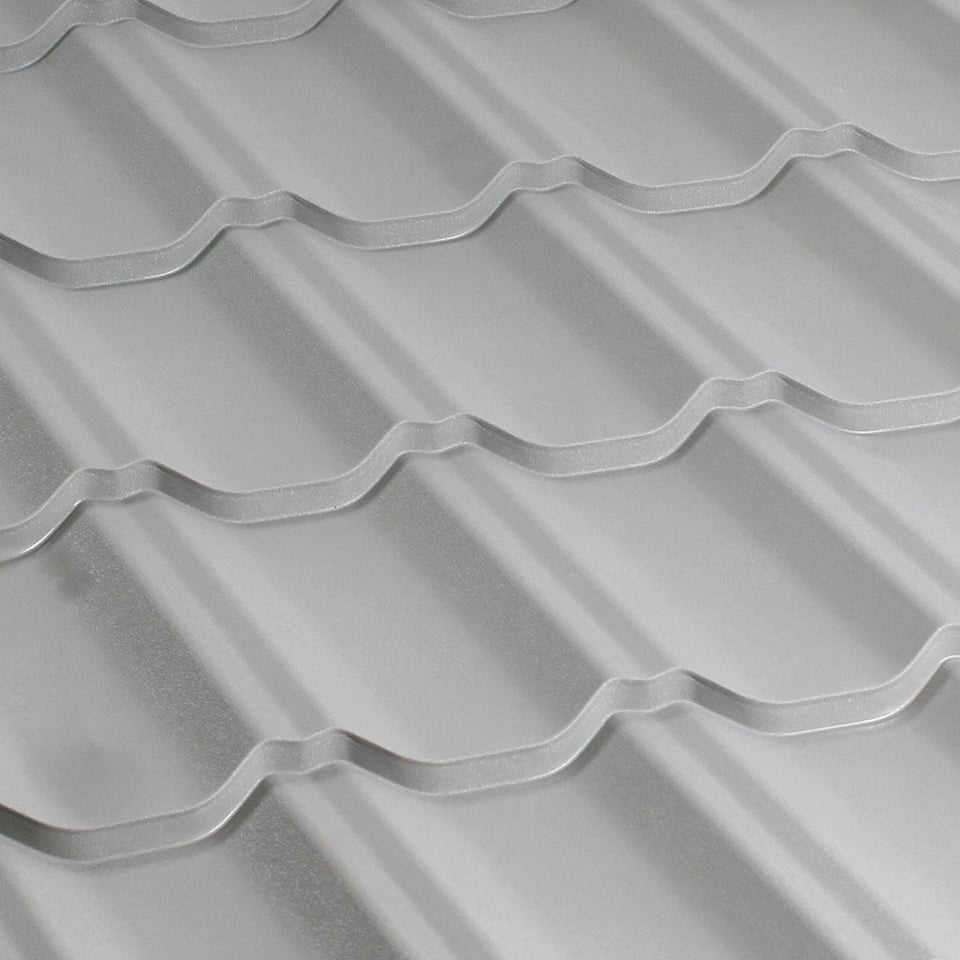 მეტალოკრამიტი ფერადი თუნუქის სახურავი 0.5X1200 ხაოიანი RAL9006 NOVA