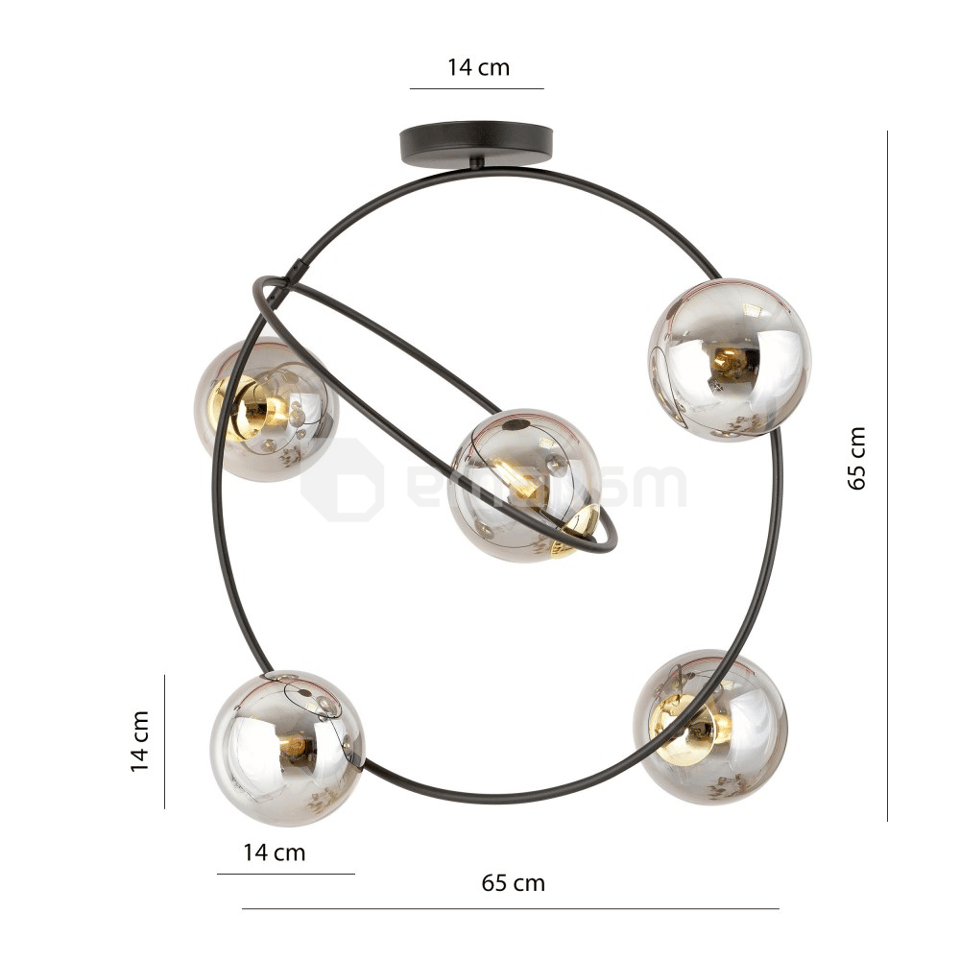 ჭაღი EMIBIG STARDOM 5 E14 Ø650 შავი გრაფიტი 1292/5