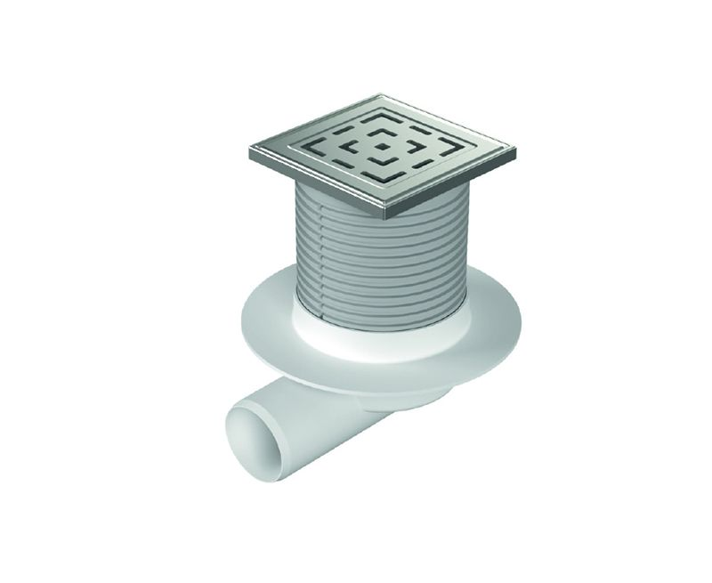 ტრაპი L1411L Floor Drain with side outlet D50, collar stainless steel grid Labyrinth