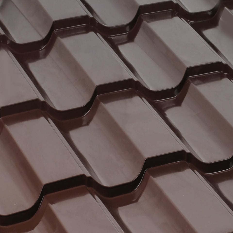 მეტალოკრამიტი ფერადი თუნუქის სახურავი მოდერნი 0.45X1200 პრიალა RAL 8019 NOVA