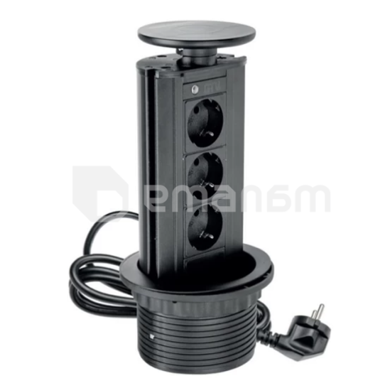 მაგიდაში სამონტაჟო როზეტი დამაგრძელებლით GTV 3х1.5მ შავი