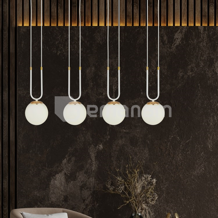 საკიდი EMIBIG GLAM 4 E14 4x MAX 40W WHITE OPAL