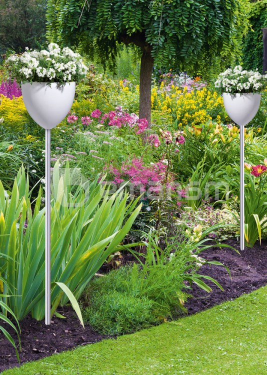 ეზოს პლასტმასის ქოთანი ფეხზე Scheurich 210 Skypot თეთრი