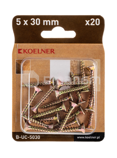 სჭვალი უნივერსალური მოთუთიებული Koelner 20 ც 5x30 მმ B-UC-5030  ბლისტი