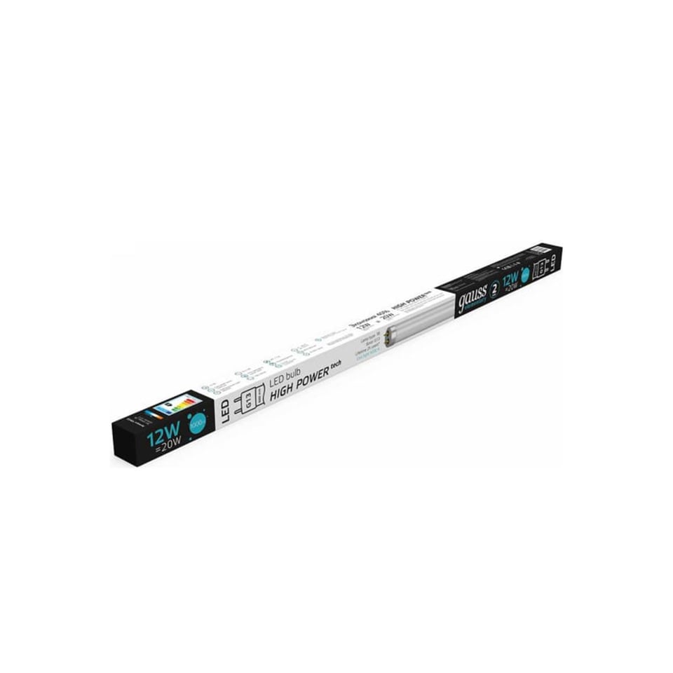 ნათურა T8 12W 1000lm 4000K G13 600mm მინის  Gauss Elementary