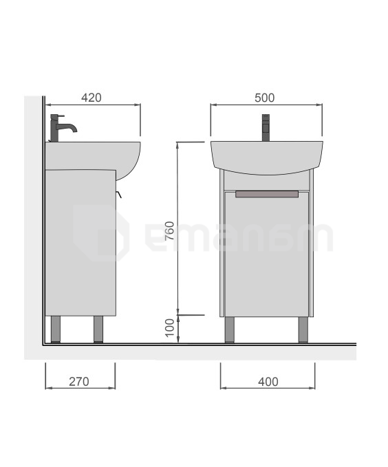 აბაზანის ტუმბო ხელსაბნით Dacota Craft 50 wood Solo 50 სმ