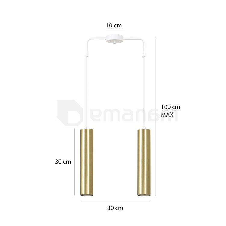 საკიდი EMIBIG Goldi 2 GU10 2x MAX 30W თეთრი ოქროსფერი
