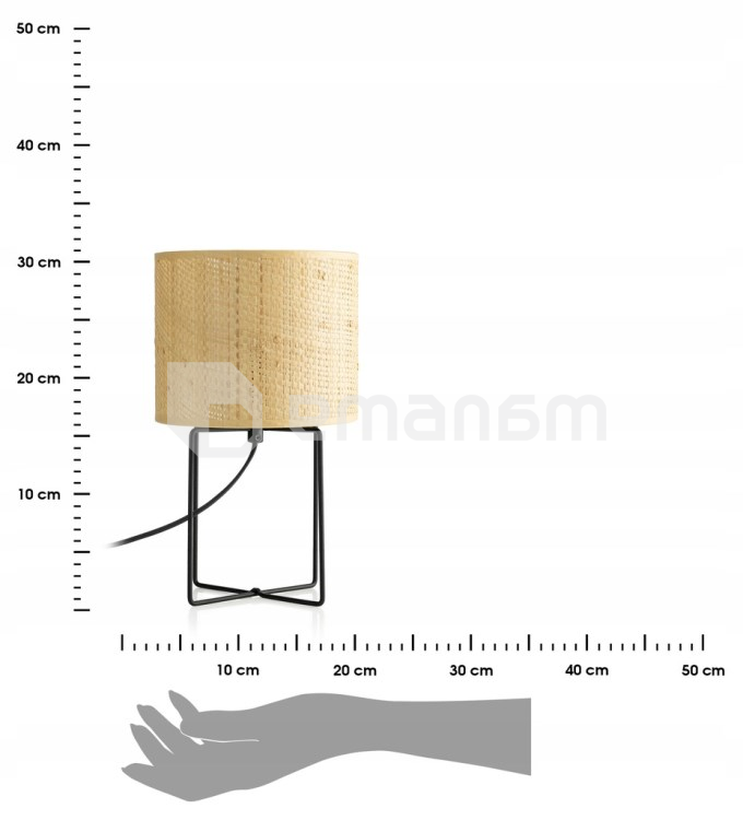 მაგიდის სანათი Luminex Rattan 1 E27 Ø180 h150 შავი როტანგი 5293