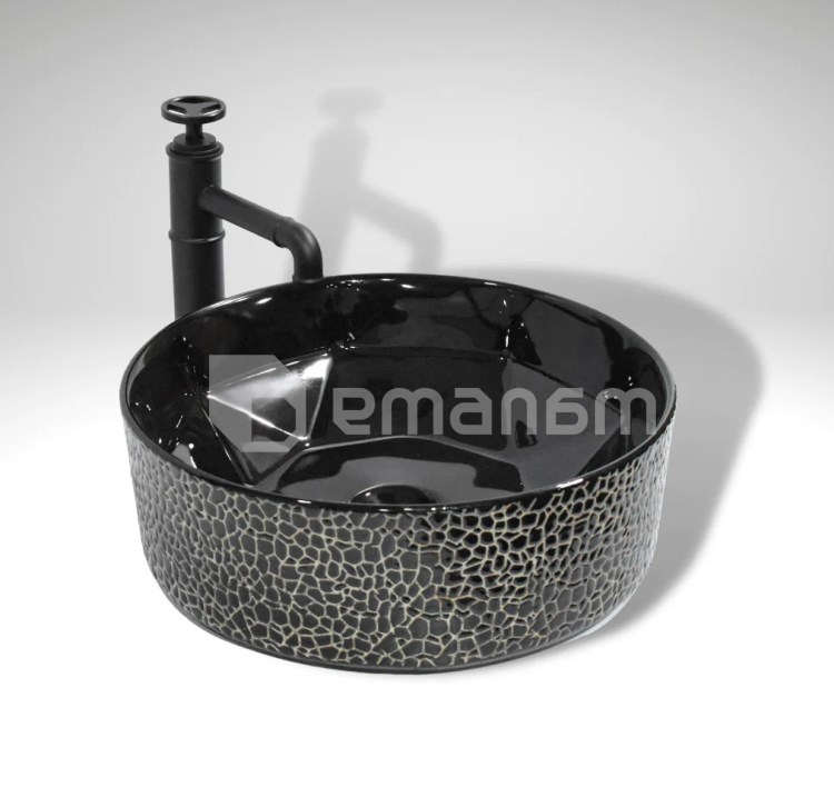 ხელსაბანი Osis დასადგამი Art basin 8457GYY ვერცხლისფერი შავი