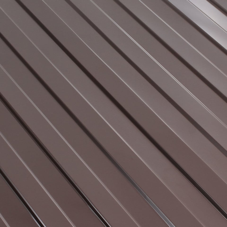 პროფილირებული ფერადი თუნუქის სახურავი 0.45X1150 პრიალა RAL8019 NOVA