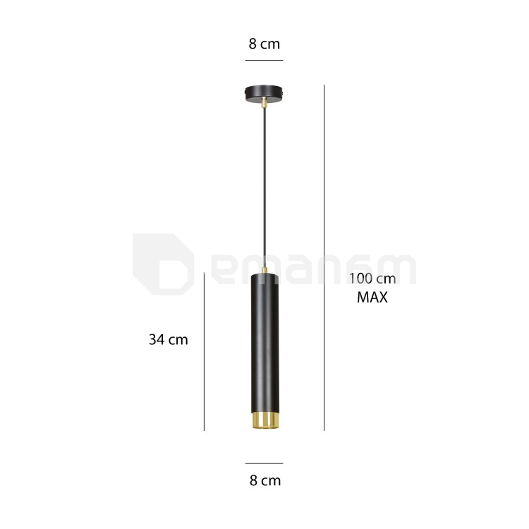 საკიდი EMIBIG Kibo 1 GU10 1x MAX 30W შავი ოქროსფერი