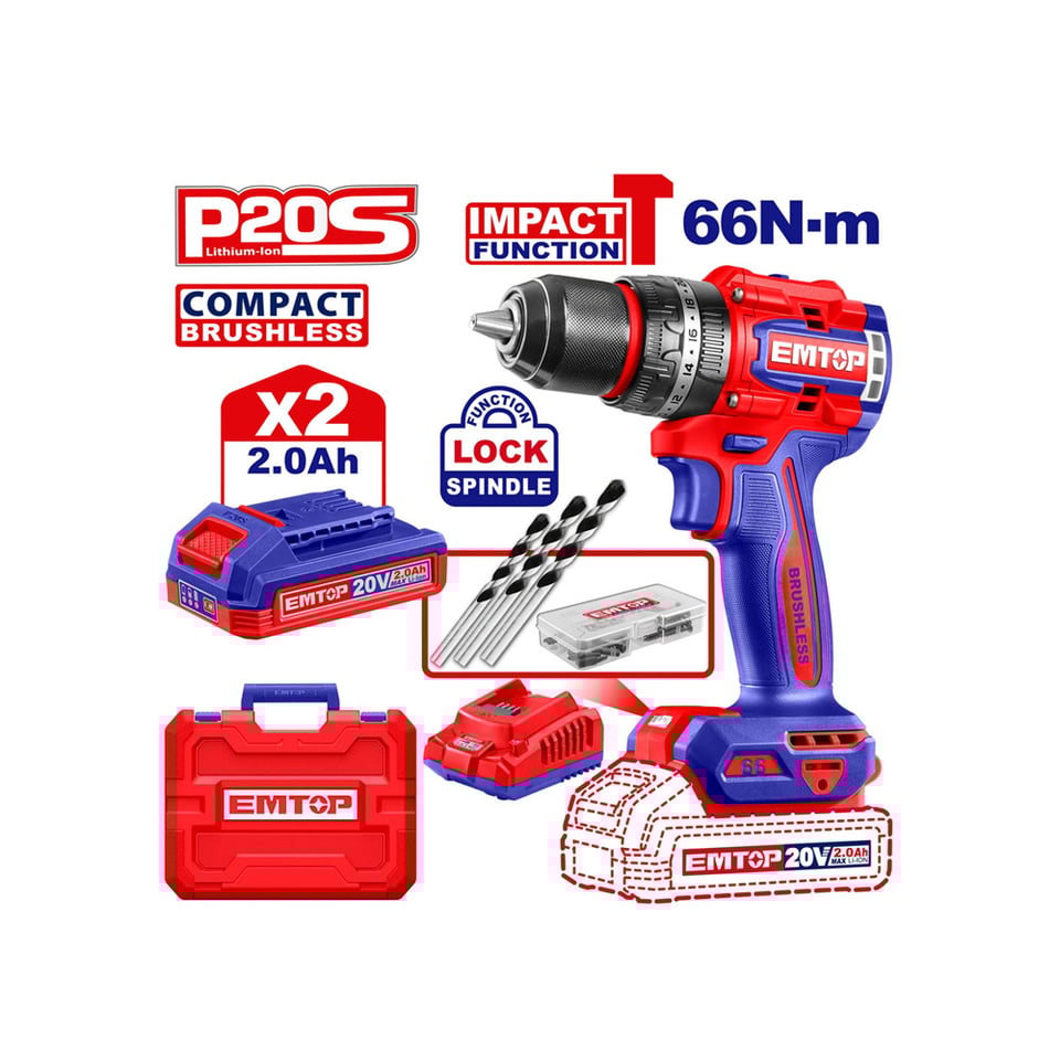 ხრახნდამჭერი დარტყმითი 20ვ, 66NM ECIDL20668