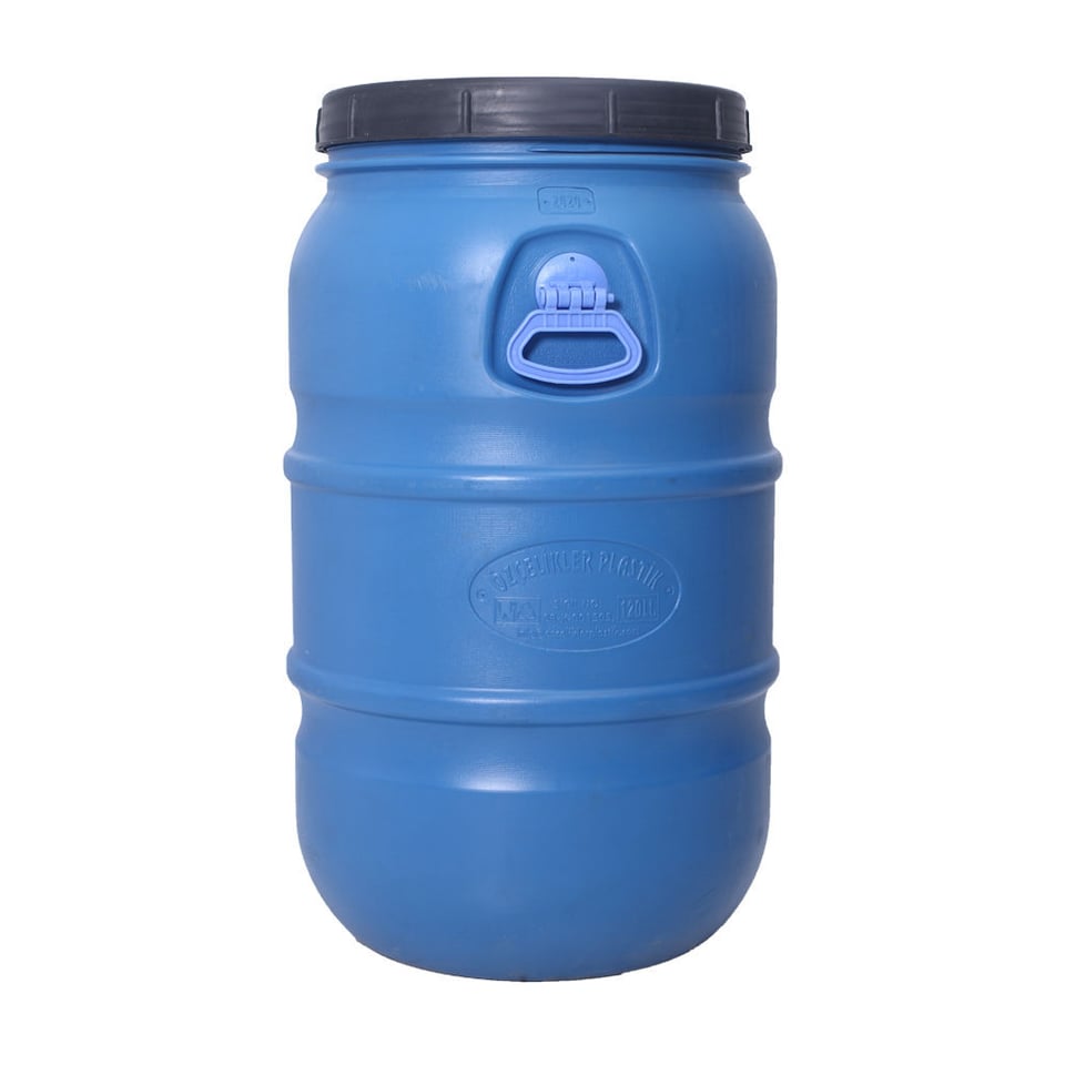 პლასტმასის ორმაგი ბიდონი თავსახურით 120 ლ