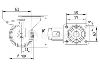 გორგოლაჭი Tente 3477PJP100P62 BLUE SUPRATECH 110kg