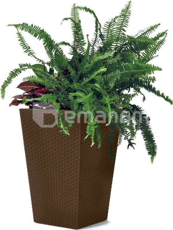 ქოთანი ყვავილის ყავისფერი  Keter Small Rattan Planter-BRW590 28.5x28.5x43.5 cm