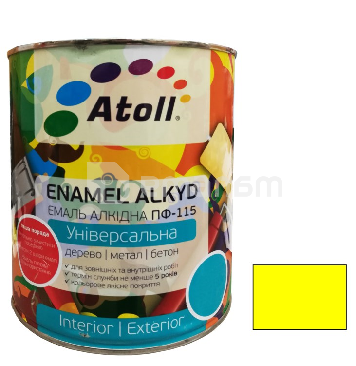 ემალი ალკიდი უნივერსალური ATOLL ПФ-115 ყვითელი 0.8 კგ