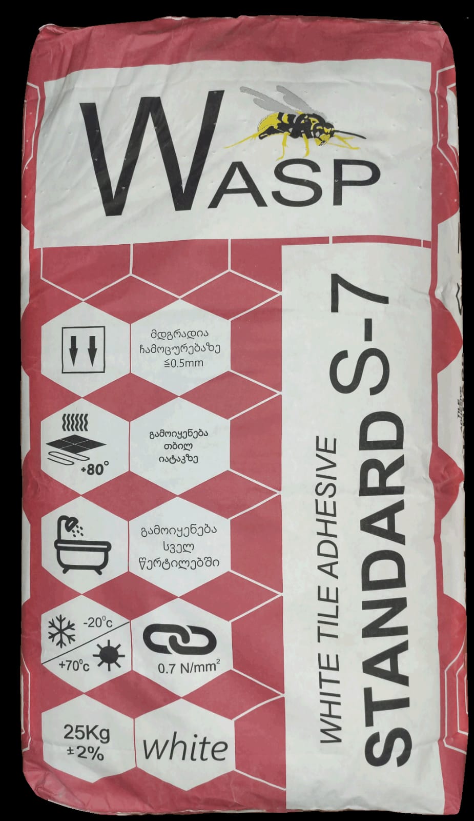 წებო ცემენტი Wasp S7 WHITE standard (ყინვაგამძლე -20°)