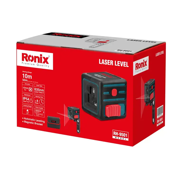 ლაზერული თარაზო Ronix RH-9501, 10/50მ, წითელი ნათება