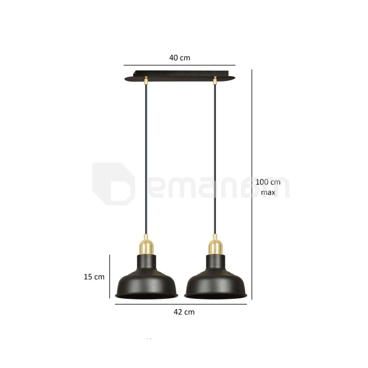 საკიდი EMIBIG Ibor 2 E27 2x MAX 60W შავი