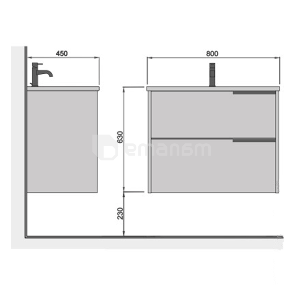 ტუმბო დასაკიდი ხელსაბნით MDD Group Cubic 100-A / Su-100