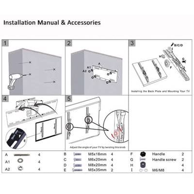 ტელევიზორის მოძრავი საკიდი Allscreen LCD LED TV Bracket CTMD60 universal TV size 40"-80" inch