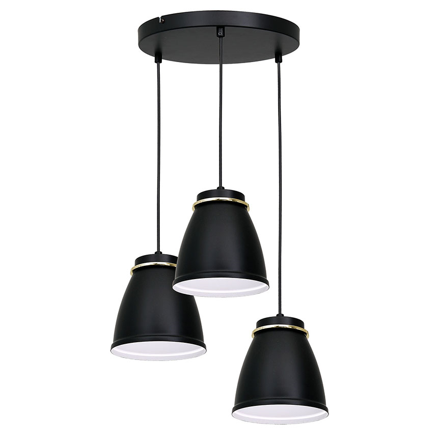 საკიდი Luminex 1947 Lerdo 3 E27 15W შავი ოქროსფერი