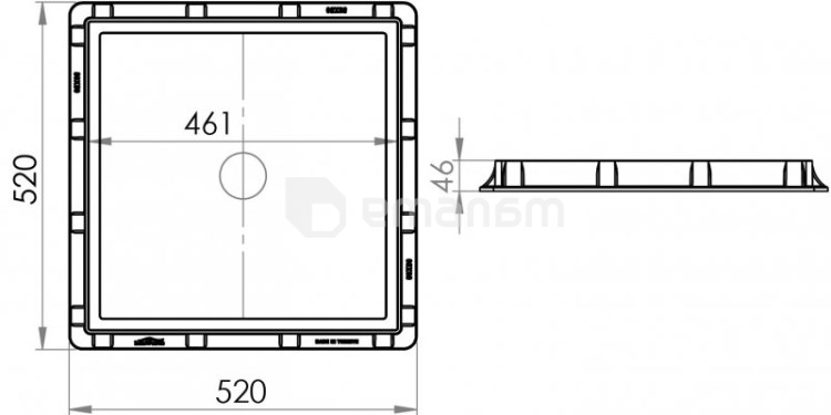 ლიუკი პლასტიკის კვადრატული Torun Plastik 50x50 cm