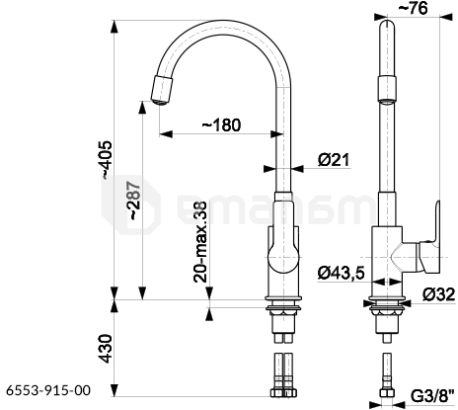 სამზარეულოს ონკანი KFA Rumba Flexy შავი