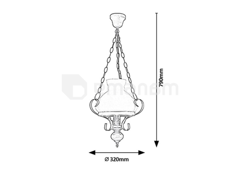 საკიდი Rabalux PETRONEL 1 Е27 ლითონი ხე შავი 7076