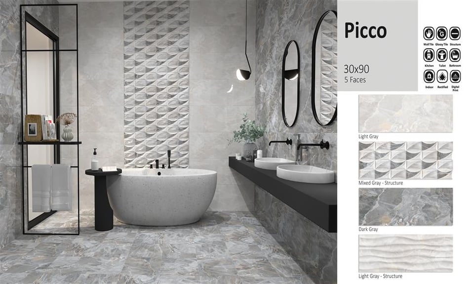 კერამიკული ფილა 30*90 - პიკო მუქი