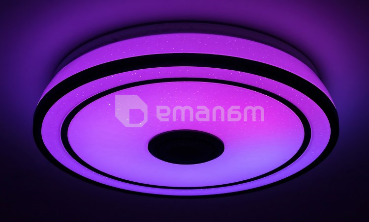 ჭერის სანათი Rabalux Nikolaus 24W 3000 6500K Ø395 H90მმ შავი თეთრი 71030