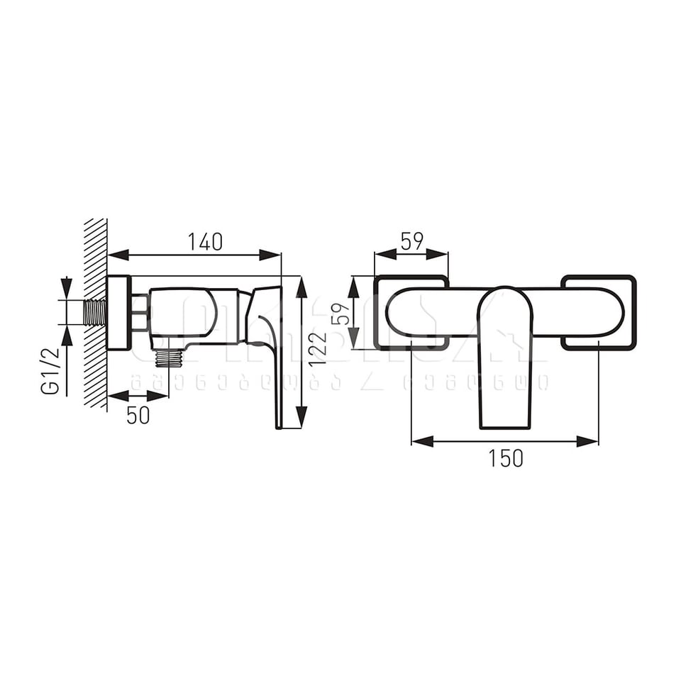 საშხაპის შემრევი ALGEO SQUARE BAQ7